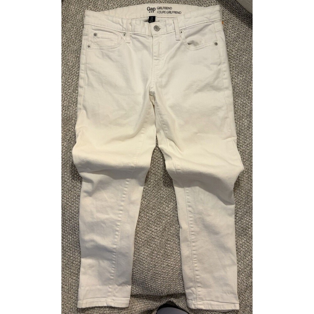 Gap White Girlfriend Jeans Womens Size 4R Coupe Girlfriend Mid Rise